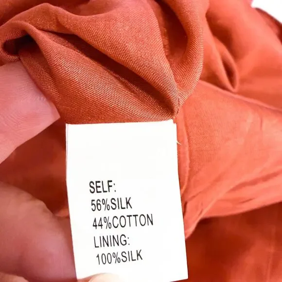 Vintage Y2K Silk Babydoll Braided Strap Sleeveless Fairy Midi Dress Rust Size 4 - Picture 9 of 11